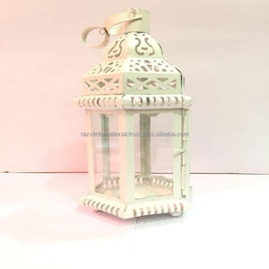 Farolillos marroquíes hechos a mano en color blanco candelabro de diseño elegante para decoración del hogar para Pascua - Product Image 1