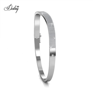 Pulsera de Plata 925 con Baño de Oro de 18k y Circonitas Cúbicas de Diseño Elegante, Brazalete Brillante con Ondas para Mujer, Joyería <span class=keywords><strong>Destiny</strong></span> - Product Image 6