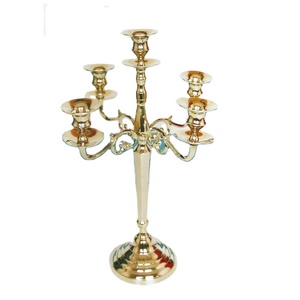 5 Arms Candelabra brass Plated Candle Holder Antique Brass Candelabra Holder Classic Style Brass Plated Candle Holder from Indi - Product Image 1