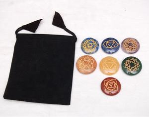 Ensembles de Pierres Chakra en Agate Gravées - Cadeau d'Affaires Feng Shui & Amour avec Décoration Reiki et Bol Cabochon - Product Image 1