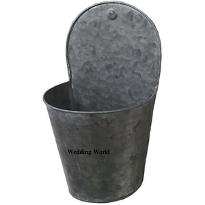 Planteur de mur galvanisé en forme de cône personnalisé fini à la main poche murale classique élégant en gros nouveau planteur en métal - Product Image 6