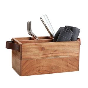 Organizador de Cubiertos de Madera al por Mayor con Asa Metálica para Cocina - Product Image 1