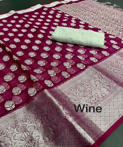Latest Designer Kanchipuram Silk <b>Saree</b> Banarasi Cotton Linen Wedding Parties Ladies' Wear Wholesaler Garment Fancy Model Number - Product Image 4
