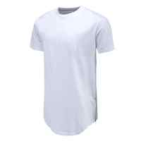 T-shirt uni avec Logo personnalisé pour homme, haut 100% coton, en vrac, col noir, imprimé à la mode