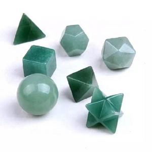 Magnifique ensemble de géométrie sacrée en aventurine verte naturelle-7 pièces de pierre de cristal polie - Product Image 5