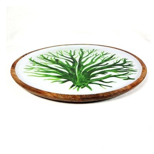 Diseño clásico Aspecto atractivo Esmalte Impreso Cuenco de madera La mejor calidad Acacia Madera Hecha a mano Cuenco para servir Forma redonda - Product Image 4