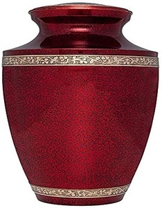 Urna de cremación hecha a mano grabada de metal pintada a mano brillante de tamaño adulto estándar para cenizas humanas - Product Image 3