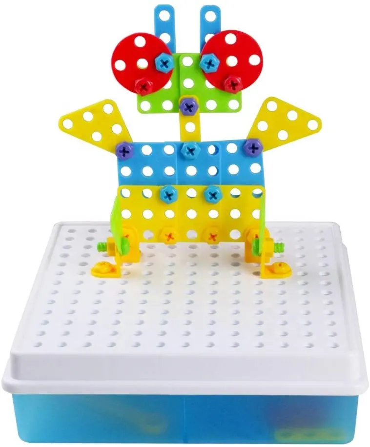 ใหม่ DIY Pegboard ปริศนาโมเสคที่สร้างสรรค์สำหรับเด็กของเล่นปริศนาจิ๊กซอว์เพื่อการศึกษาเกมกระดานสำหรับเด็ก