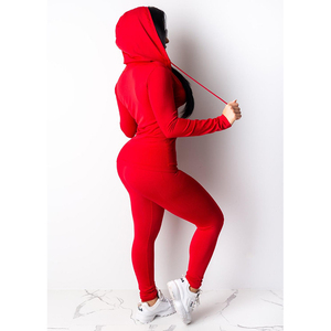 Spandex Ladies Jogging Sportswear 100% ropa de algodón deportes Jogger Sweat Track Suit Hooded Chándal Set 2 piezas para mujeres - Product Image 2