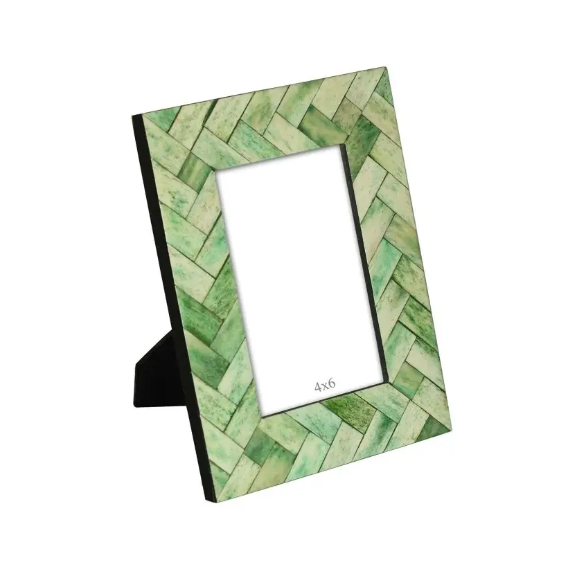wholesale Factory price Bone inlay picture photo frame Green Color Natural Design Work customized logo print