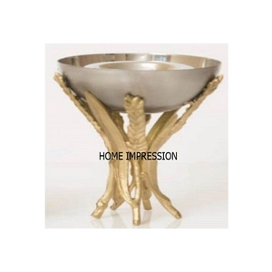 Bol de luxe en métal plaqué or très résistant avec support de designer unique Bol de qualité supérieure du fabricant indien - Product Image 3