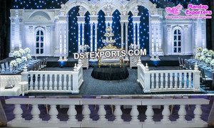 การตกแต่งเวทีใน Tamilian พร้อมวัดมานารายเวทีงานแต่งงาน,เวที Manvarai สีทองและ Mandap Srilankan Wedding Manavarai Temple Stage - Product Image 5