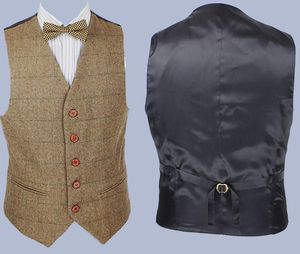 Ensemble de costumes en <span class=keywords><strong>tweed</strong></span> à chevrons, ensemble de costumes pour hommes en 3 pièces, blazers marrons pour hommes - Product Image 3