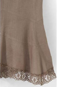 Falda Cruzada de Lino y Algodón al por Mayor, con Delicado Ribete de Encaje Battenberg, Cintura Natural, Largo hasta el Suelo, Ecológica e Informal - Product Image 2