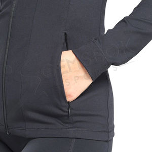 Vente en gros de veste de yoga fitness pour femmes veste d'entraînement à séchage rapide pour femmes avec fermeture éclair profonde et poches matelassées fermeture éclair pleine longueur - Product Image 6