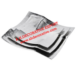 Nouveau design de plateau de service pour petit déjeuner décoration de la maison plaque de service de forme carrée en aluminium moulé argenté plateau de table unique - Product Image 3