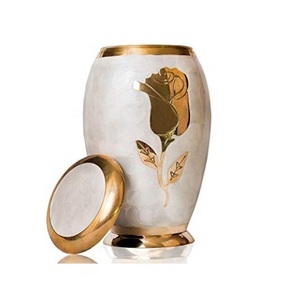 Urna de cremación de latón para adultos, urna conmemorativa de Metal, marrón y plata, rosa de latón/aluminio, para cenizas funerarias - Product Image 2