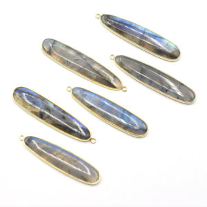 Labradorite Longue Forme de Poire Lunette en Argent Sterling 925 Pendentif Plaqué Or Fabrication de Bijoux Artisanaux - Product Image 1