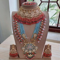Kalung Paachi Kundan Cantik Sejati Set Mutiara Perhiasan Pengantin India dengan Harga Terendah Yang Dibuat
