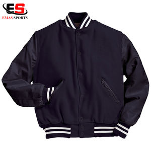 Chaquetas universitarias de estilo Puffer de tendencia superior para hombres y mujeres, mangas ligeras de cuero genuino, bolsillos de cuello con capucha y logotipo personalizado - Product Image 5