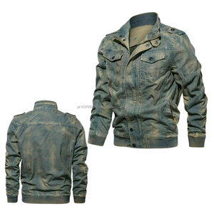2021 venta al por mayor de moda de la calle de los hombres chaquetas Denim azul venta al por mayor de Jeans de Denim chaqueta de los hombres - Product Image 3