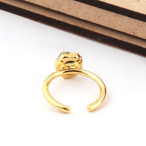 Anillo fino de galvanoplastia ajustable Unisex, peridoto Natural, piedra preciosa áspera, accesorio elegante para fiesta de boda, ventas directas de fábrica - Product Image 3