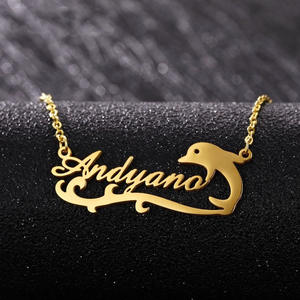 Bijoux personnalisés en argent sterling 925 Nom personnalisé Coeur ou <span class=keywords><strong>Dauphin</strong></span> Plaque d'identification <span class=keywords><strong>Collier</strong></span> - Product Image 4