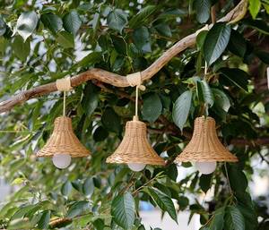 NEW <b>PRODUCTS</b> High Quality Small Rattan Pendant Light with Battery Operated Pull Cord LED Bulb Garden Decoration - Product Image 3