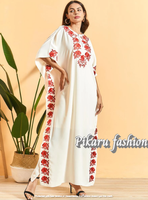 Robe longue brodée en fleurs pour femmes, vêtements musulmans du moyen-orient, jalya, Kaftan, nouvelle mode