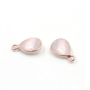 Cuarzo Rosa Forma de pera Bisel de Plata de Ley 925 Colgante chapado en oro rosa Fabricación de joyas hechas a mano - Product Image 6