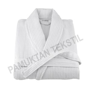 Custom Logo White Cotton <b>Waffle</b> <b>Bathrobe</b> with Woven Techniques Made in Turkey for Home & Hotel Use Fabric for Bathroom - Product Image 5