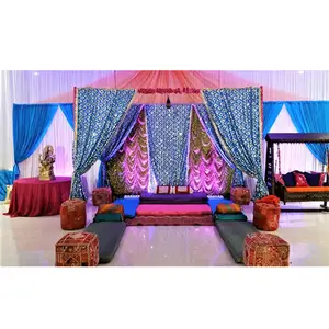 Arabian Wedding Zari Work Backdrops Curtains Dazzling Mehndi Stage Zari Backdrop Curtains Attractive Wedding Mehndi Backdrop