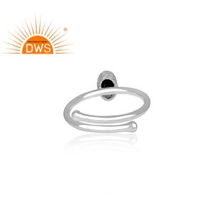 ดำกระดูกสันหลังพลอยแหวนผู้จัดจำหน่ายเครื่องประดับปรับ925เงินสเตอร์ลิงรูปไข่แหวนมงกุฎเครื่องประดับผู้ค้าส่ง - Product Image 4