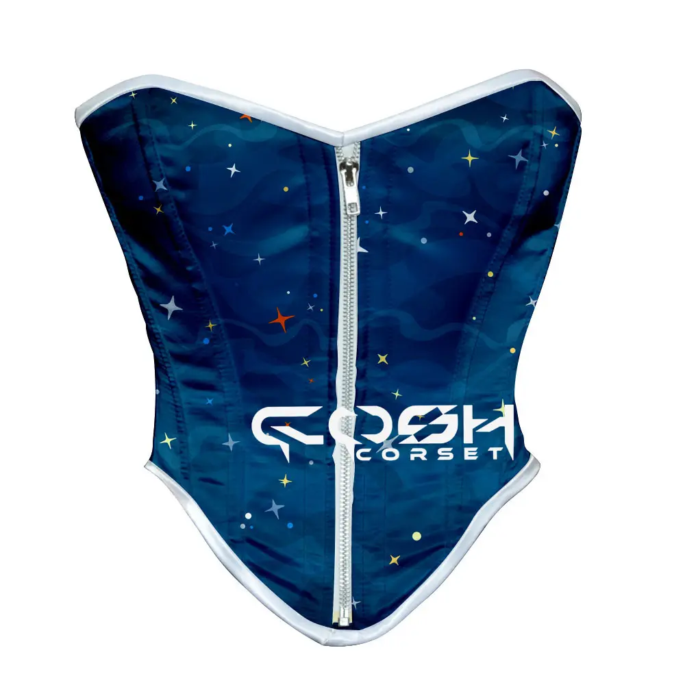 COSH CORSET Overbust Steel boned Hochwertige digital gedruckte sublimierte Satin Korsett Party Wear und Fitness Wear Korsett Anbieter