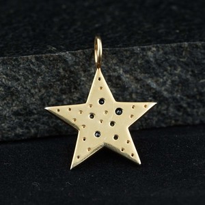 พลอยแซฟไฟร์หลายด้านเสร็จสิ้นสีเหลือง Vermeil 925เงินออกแบบดาวเสน่ห์แฟชั่นจี้ Unisex เครื่องประดับขายส่ง - Product Image 5