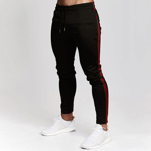 Pantalon de jogging rouge pour hommes avec bandes latérales blanches, taille élastique, cordon de serrage, pantalon de sport décontracté, vêtements d'automne - Product Image 5