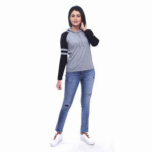Top corto de secado rápido para mujer, Jersey informal de dos tonos, sudadera con cordón grueso, capucha de manga larga - Product Image 3