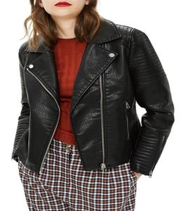 Veste en cuir véritable de moto élégante pour femmes Offre Spéciale veste en toile d'automne teint uni - Product Image 5