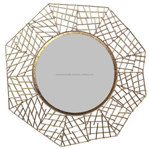 Miroir mural moderne de luxe en métal doré de forme ronde pour une utilisation intérieure et extérieure - Product Image 5