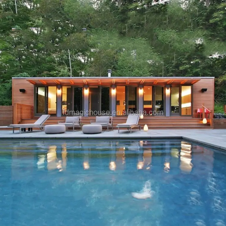 Prefab Pool House Kit Guest Room with Bathroom Kitchen