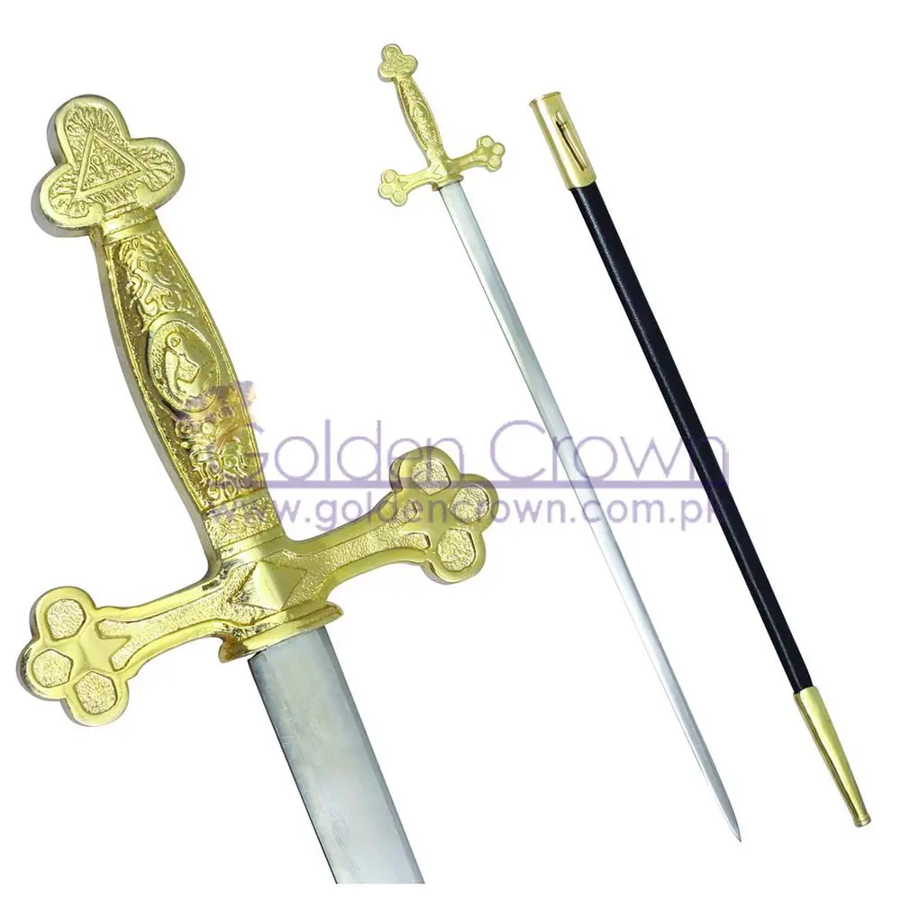 Dmon — épée de cérémonie masbonnière carrée, boussole en or Hilt, vente en gros