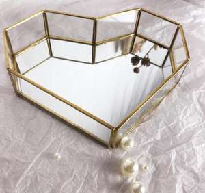 Latón rectangular hecho a mano con bandeja de servicio de cristal para decoración del hogar y Hotel, 100% - Product Image 4