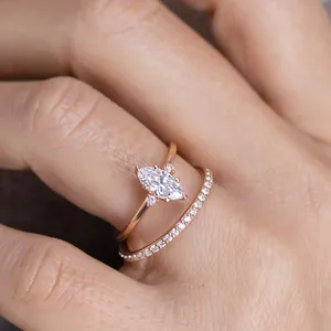 Özel markiz kesim güzel kristal elmas trend el yapımı kadın Promise nişan düğün takısı 925 ayar gümüş yüzük