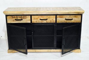 Aparador moderno de madera de mango, puerta de malla de hierro, muebles de comedor de granja más vendidos, almacenamiento de precio razonable para - Product Image 4