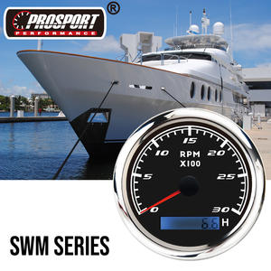 3-1/3 "85mm Tachymètre étanche à l'eau et à la rouille RPM 3000 Face noire avec compteur horaire pour bateau marin Yachat - Product Image 5