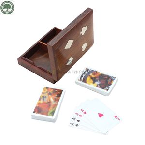 Vintage Life Inc. Estuche de almacenamiento de naipes de madera de doble cubierta natural hecho a mano para decoración del hogar y juegos de ajedrez para niños - Product Image 1