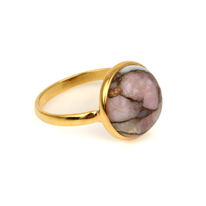 RJR0092 Tarnish Free Round 12mm Solid Silver Jewelry Eternity Vermeil Natural Pink <b>Opal</b> Copper Gemstone Fine <b>Ring</b> Gift For Women - Product Image 5