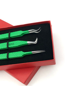 แหนบต่อขนตาแบบตรงเคลือบผงขึ้นฉ่ายแบบโค้งคู่ทำจากสแตนเลสอุปกรณ์เสริมความงามเพิ่มวอลลุ่ม - Product Image 4