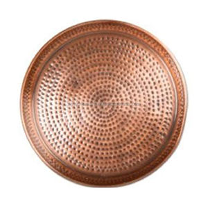 Bandeja de cobre para servir, bandeja para servir comida de Hotel en casa para decoración, bandeja de restaurante de diseño martillado de cobre puro de Metal - Product Image 1