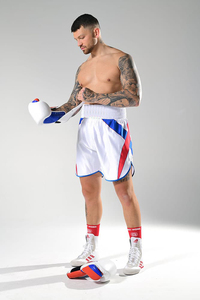 กางเกงมวยแบบสั้นสีขาว MMA,กางเกงขาสั้นสำหรับต่อยมวยต่อยมวยแบบสั้นผลิตจากโรงงาน - Product Image 4